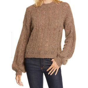 NSF Balloon Sleeve Pointelle Wool Blend Sweater